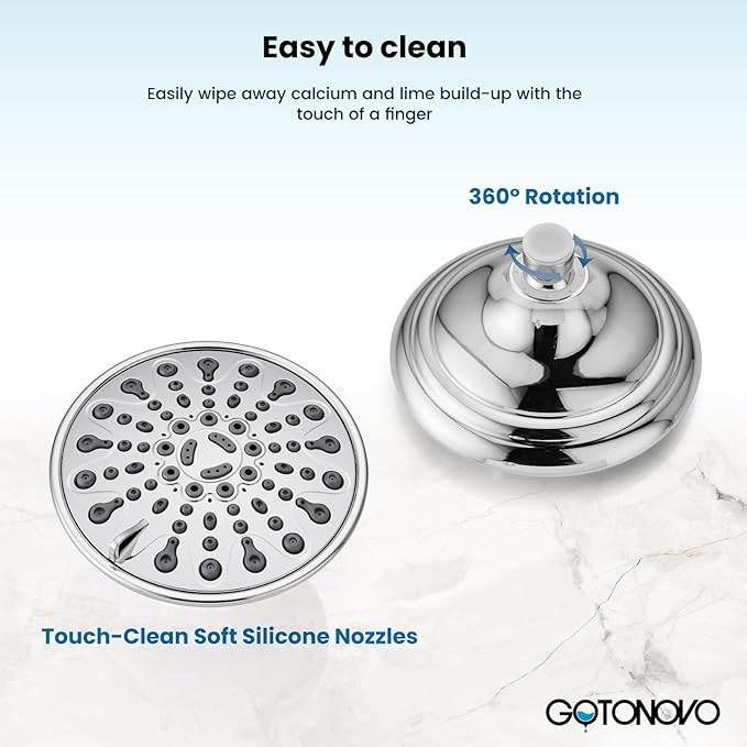 gotonovo Tub Shower Faucet Set Shower Head and Handle Set 6 Modes 6 inch Bathroom Trim Kit with Tub Spout High Pressure Shower System Combo with Valve Round Showerhead Polished Chrome