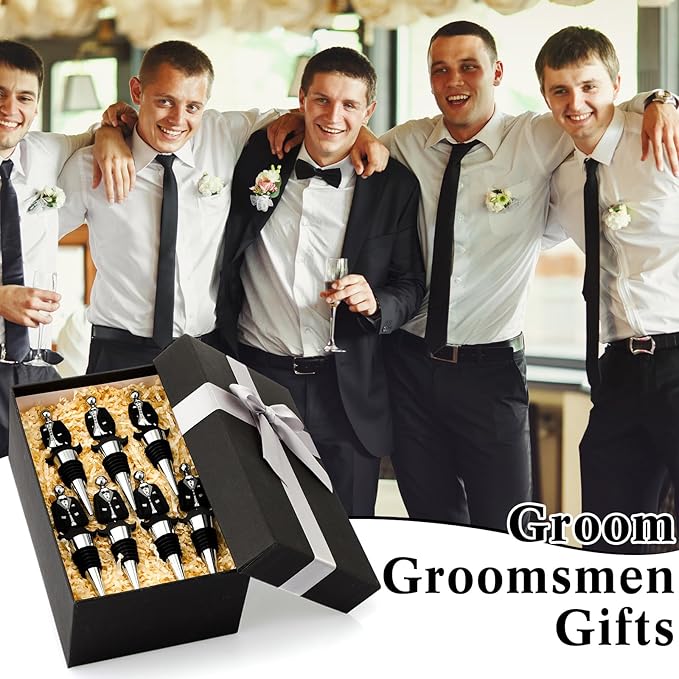 Wedding Beadable Wine Bottle Stopper Bulk Groomsmen Wine Stopper Stainless Steel Beer Corker with Silicone Beard Bead Sheer Bag Wedding Bridal Shower Favor for Guest Engagement Party(20 Set)