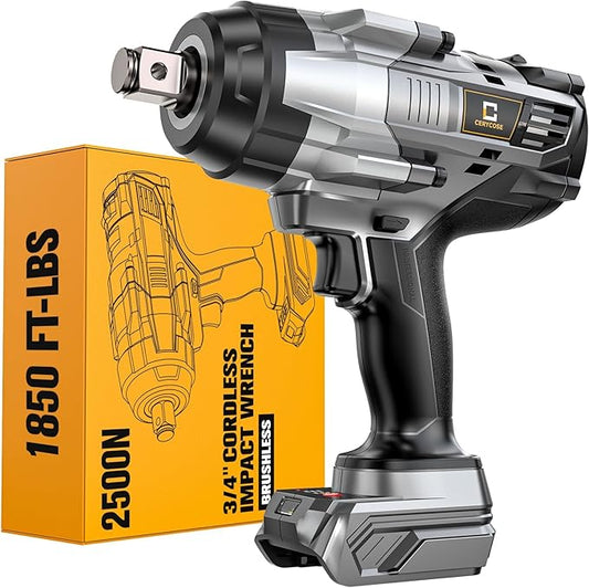 Cordless Impact Wrench 3/4 inch compatible with Dewalt 20V Battery, 1850ft-lbs (2500N.m) Brushless Electric Impact Gun, High Torque Impact Driver, Bare Tool Only, Heavy-Duty Automotive & Industrial