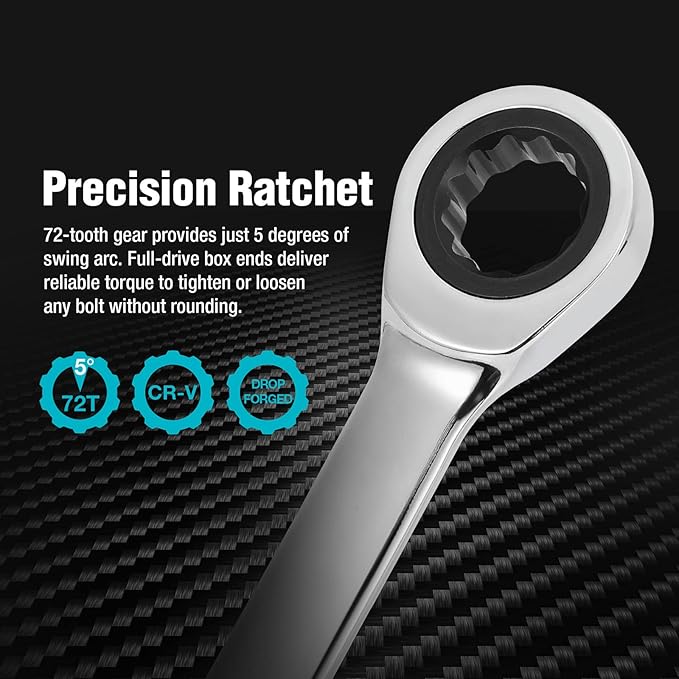 DURATECH 16mm Extra Long Ratcheting Wrench, Metric, CR-V Steel
