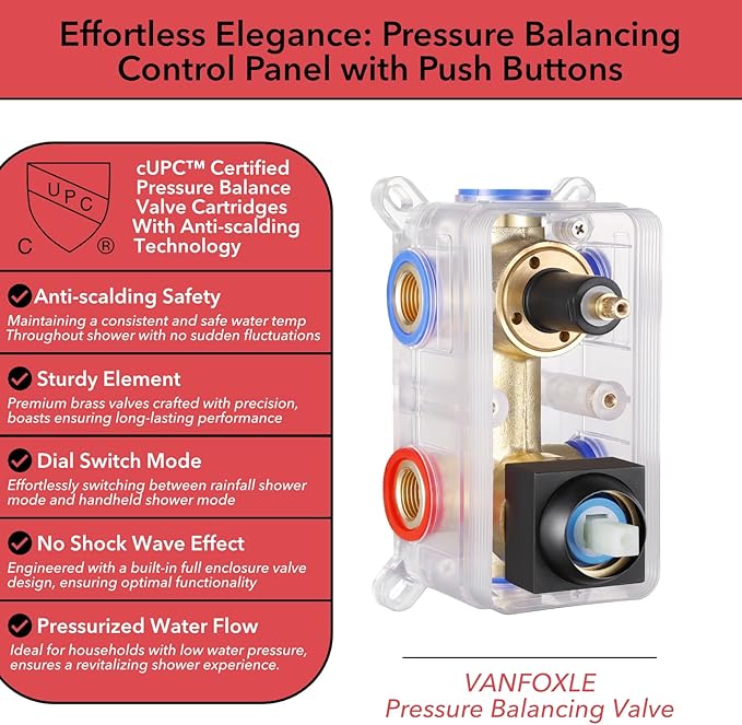 VANFOXLE Shower Faucet Set Matte Black Shower System,Four Modes Shower Faucet with 2 in 1 Handheld,Ceiling Mount 10 Inch Shower Head with 6 Inch Shower Head, 4 PCS Dual Modes Body Jets