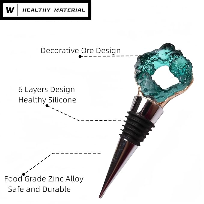 Decorative Wine Stopper Set of 2,Cool Wine Bottle Stoppers for Glass Bottles,Crystal Bottle Stopper Fits Standard Bottles,Fancy Decors Wine Tools (Purple Crystal)