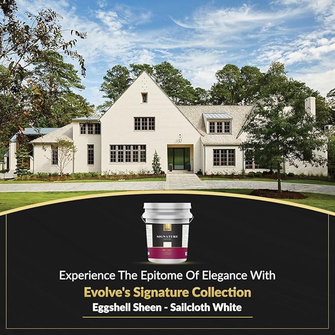 EVOLVE Signature Paint & Primer: Luxury Paint & Primer for Indoor & Outdoor Surfaces, Minimal Odor, Eggshell Sheen (Sailcloth White, 5 Gallon)