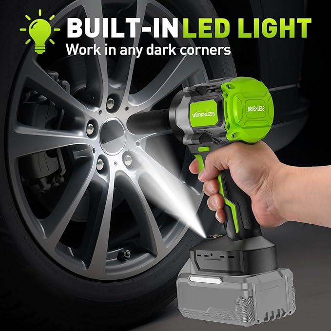 1/2 Impact Gun for Ma-kita 18v Battery, 850Nm (630Ft-lbs) High Torque, Cordless Impact Wrench, 3-Speed, 4 Cr-V Sockets, LED Light, Variable Speeds, Electric Wrench for Car Tire, Mower Lug Nut