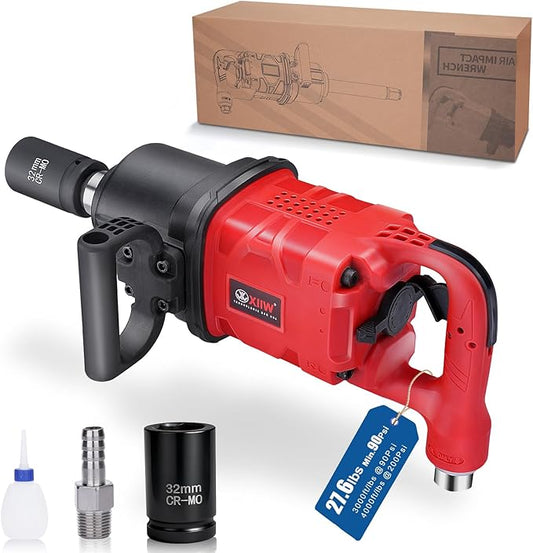 XIIW 1 Inch Air Impact Wrench, Up to 4000 ft-lbs High Reverse Torque, 1'' Lightweight Pneumatic Impact Gun w/ 2 D Handles 3800RPM for Heavy Duty Repairs