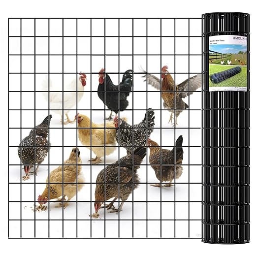 Black Chicken Wire Fencing 16 Gauge, PVC Coated Welded Mesh Fence 2" x 3" Gap, for Vegetable Garden, Yard, Little Animal Protection, Baby Care, and Pet Enclosures DIY Projects 48" x 50 ft