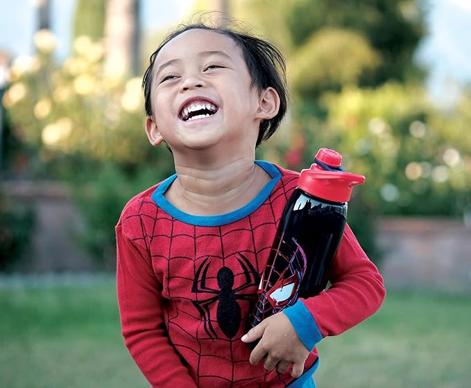 Silver Buffalo Marvel Spider-Man Miles Morales 28-Ounce Sports Bottle | BPA-Free Plastic Water Jug With Leakproof Screw-Top Lid And Flip-Up Cap | Hydration For Outdoor Activities, Gym Fitness Gifts