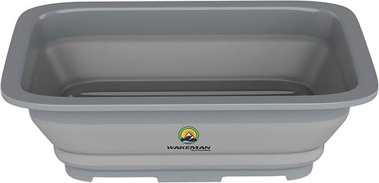 Collapsible Ice Bucket - 10-Liter Portable Outdoor Multi-Use Basin, Dish Tub, and Storage Basket for Camping and Tailgating by Wakeman (Gray)