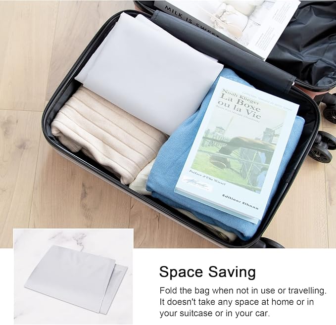 Polecasa Heavy Duty Large Laundry Bag with 130gsm Tear Resistant Fabric and Handles, Easy to Carry Durable Dirty Clothes Drawstring Bag, Perfect for College Dorm, Travel, 2 Pack 28”x36”, Silver