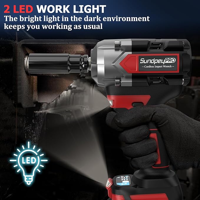Cordless Impact Wrench 750Ft-lbs - 1000N·m Power Impact Gun 1/2 Inch - 21V 2600RPM Brushless Electric Impact Wrench with 4.0Ah Battery & Socket & Fast Charger & Sturdy Case for Car Home DIY