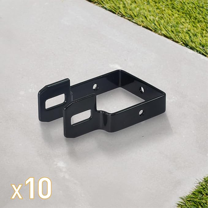Fencer Wire Heavy Duty Garden Fence Bracket Set, 10 Pieces Metal Steel Connectors for Post and Panel Connection, Accessories of Metal Fencing Border