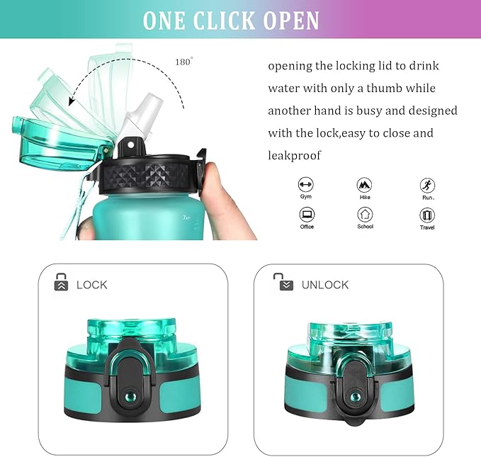 GOPPUS Kids Water Bottle with Straw Spout Lid 10pcs Stickers 12 oz Leak-proof BPA Free Motivational Time Marker Tritan Plastic Water Bottles for Girls Boys School Sports