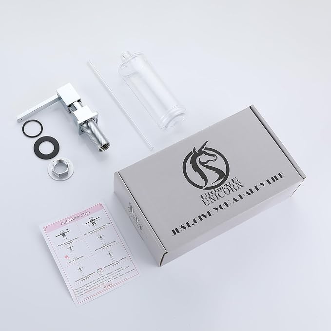 Sink Soap Dispenser for Kitchen Sink (Chrome), All Brass Built-in and Refill from Top Design,Metal Hand Soap & Dish Soap Copper Pump