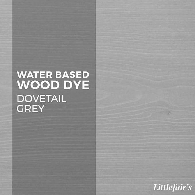 Littlefair's Wood Stain Water Based - 8.5oz/250ml - Indoor Furniture Stain Light & Dark Finishes - Special Non Toxic & Eco Friendly Formula - Wood Stain for Crafts - Color: Dovetail Grey