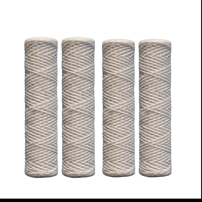 CFS – Universal Whole House String Wound Sediment Water Filter Cartridges Compatible with Smart Pack, GE FXWSC Models – Replacement Filter Cartridge – 5 Micron – 10" x 2.5" (4 Pack)