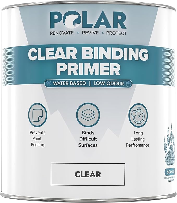 Polar Clear Binding Primer - 33 Fl Oz - High-Adhesion Primer for Drywall, Plaster, Cement, Stucco & Wood - Interior & Exterior Clear Base Coat & Paint Prep