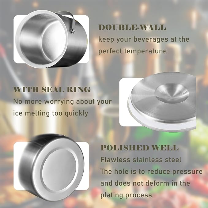 Ice Bucket with Lid, Handle and Tong Insulated Stainless Steel Champagne Bucket 3L Wine Bucket for Party Bar Cart Accessories Large Double Wall Bucket Keep Frozen