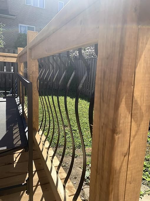 Myard 32-1/4 Inches Heavy Duty Iron Deck Balusters Furniture with Screws for Facemount Railing Fencing, European Baroque Silhouette Wrought Style (25-Pack, Bronze)