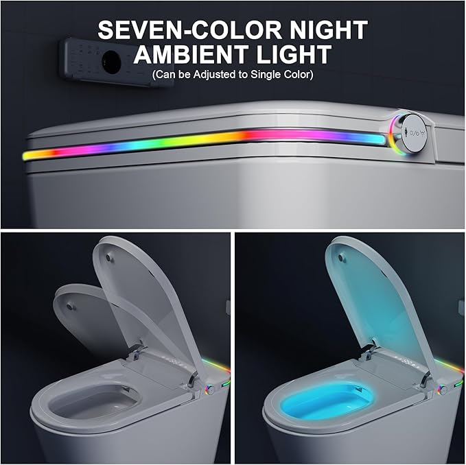 Smart Toilet with Built-in Tank and Air Boost Pump, Powerful Flush, Auto Open/Close Lid, ADA Height Heat Seat, Smart Bidet Toilet with Instant Warm Water Cleaning Foam Dispenser (White)