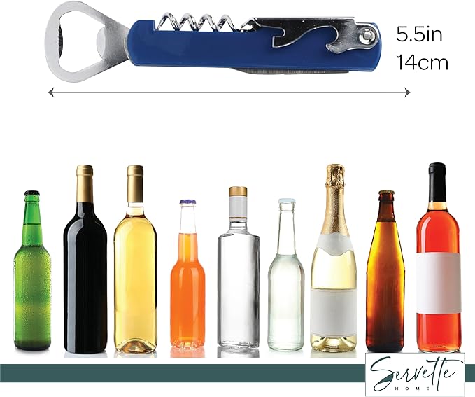 Waiter Corkscrew and Beer Bottle Opener Multifunction Tool (Navy)