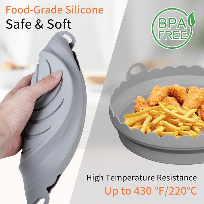Air Fryer Silicone Liners for Ninja Air Fryer, Air Fryer Silicone Pot for Ninja AF101 Air Fryer and Ninja Air Fryer Pro 4-in-1 with 5 QT Capacity