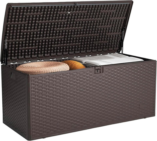 Alsophila150 Gallon Large Storage Box with Lid,Waterproof Outdoor Storage Container for Patio Furniture Cushions, Gardening Tools, Pool Accessories,Lockable Resin Deck Box with Smooth Hydraulic Lid