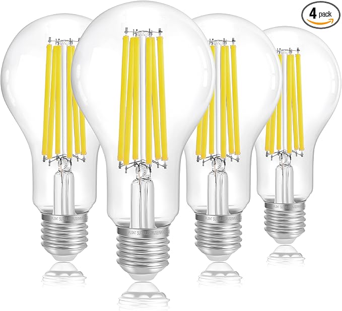 FLSNT 150W Equivalent LED Light Bulbs, 5000K Daylight Dimmable A23 LED Edison Bulbs, 2650Lumens, Efficient 18W, E26 Base, 4 Pack