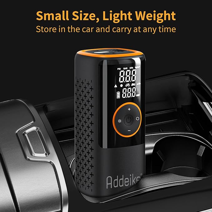 Tire Inflator Portable Air Compressor,160 PSI Air Pump for Car Tires with Digital Pressure Gauge Can Charge Mobile Phone, One Click Smart Pump Tire Inflator with LED Light, for Motorcycle, Bicycle