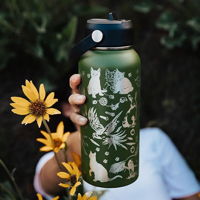 Animal Rescue Water Bottle | 32 oz Engraved Stainless Steel Vaccuum Sealed | Best Friends Pets & Animal Themed