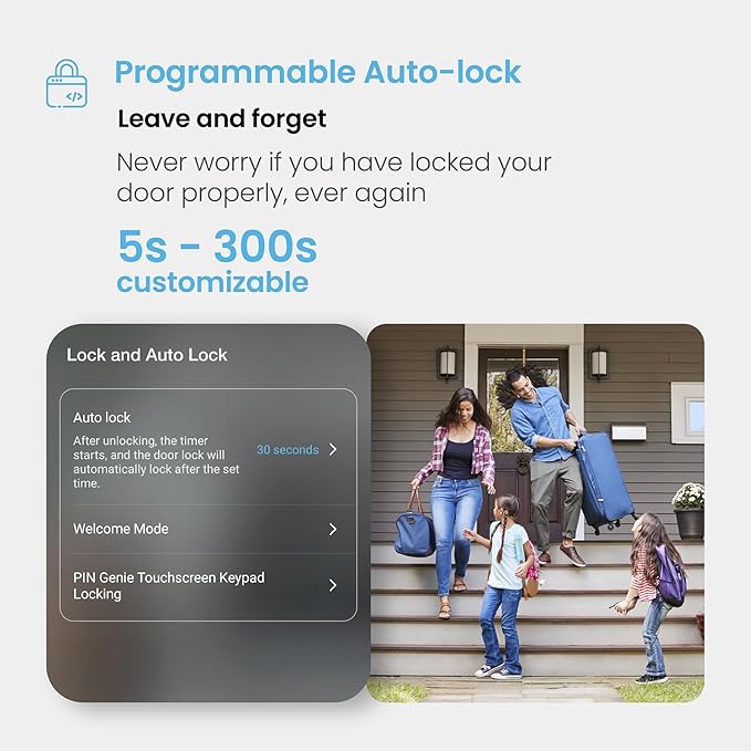 Lockly Secure Pro Smart Lock Wi-Fi, Keyless Entry Digital Keypad Door Lock, 3D Biometric Fingerprint Sensor Front Door Lock with Handle, Voice Control & Auto Lock - Latch Edition