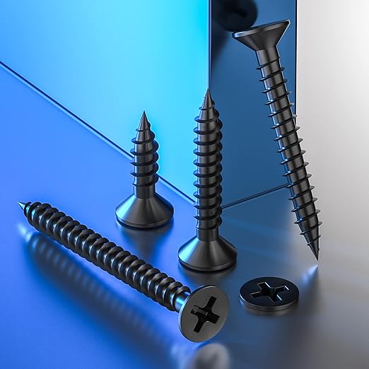 (800Pcs) #8x1/2 Black Wood Screw Quick Metal Self Tapping Flat Head