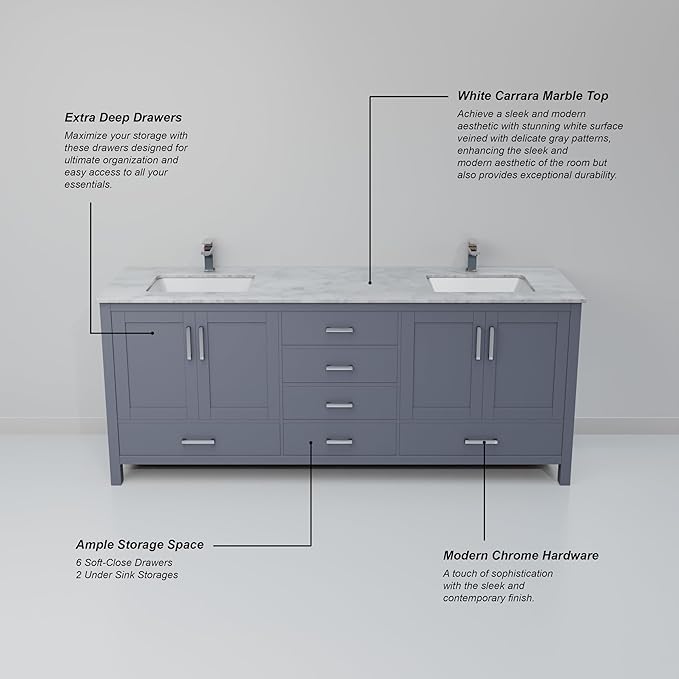 Big Sur 72 in. W X 22 in. D Dark Grey Double Bath Vanity Cabinet Without Countertop