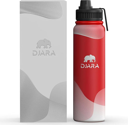 Insulated Water Bottle - Leak-Proof, BPA-Free, Wide Mouth, Sports, Gym, Travel, Stainless Steel Vacuum Insulated Bottle (Red) 34OZ