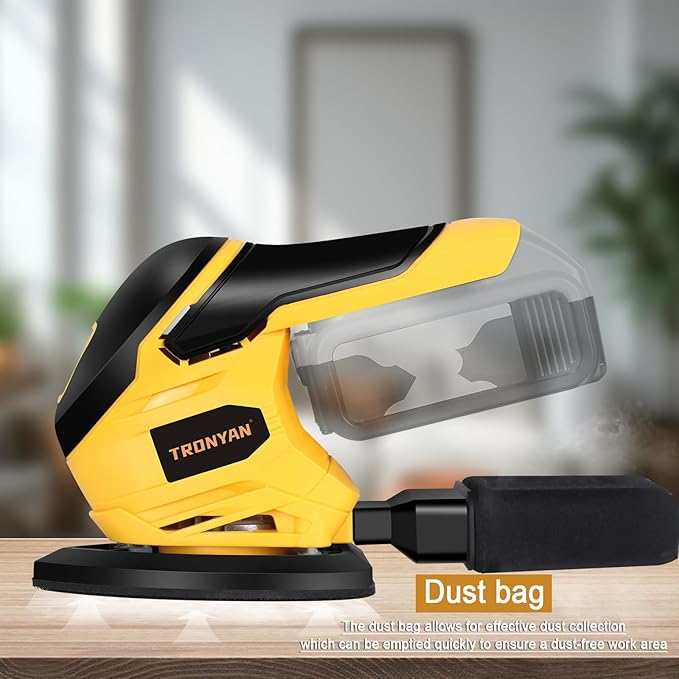 Cordless Detail Sander Compatible with DeWalt 20V Max Battery (Tool Only), 12,000 OPM, 10Pcs Sandpapers, Dust Bag for Woodworking, Tight Spaces Sanding, Polishing, Removing Paint (No Battery)