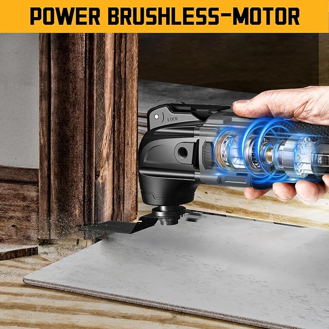 Cordless Oscillating Tool Compatible with Dewalt 20v Battery, 21000 OPM Max Brushless-Motor Tool with Auxiliary Handle, Oscillating Multi-Tool for Scraping, Sanding,Cutting Wood(Not Battery)