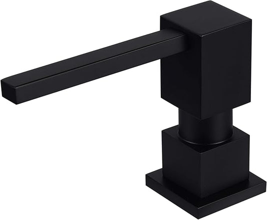 Sink Soap Dispenser for Kitchen Sink (Matte Black), All Brass Built-in and Refill from Top Design,Metal Hand Soap & Dish Soap Copper Pump
