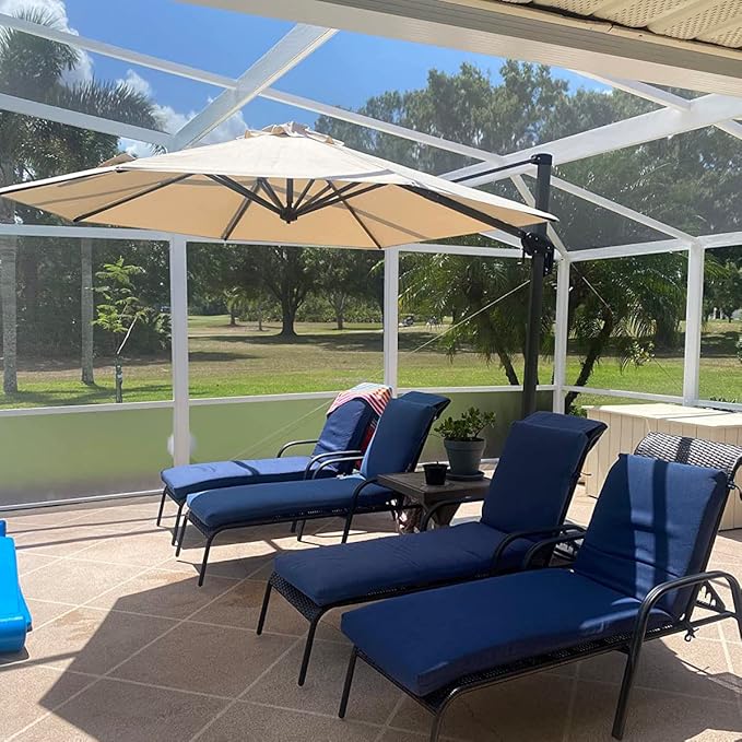 PURPLE LEAF 10 Feet Patio Umbrella Outdoor Cantilever Round Umbrella Aluminum Offset Umbrella with 360-degree Rotation for Garden Deck Pool Patio, Beige