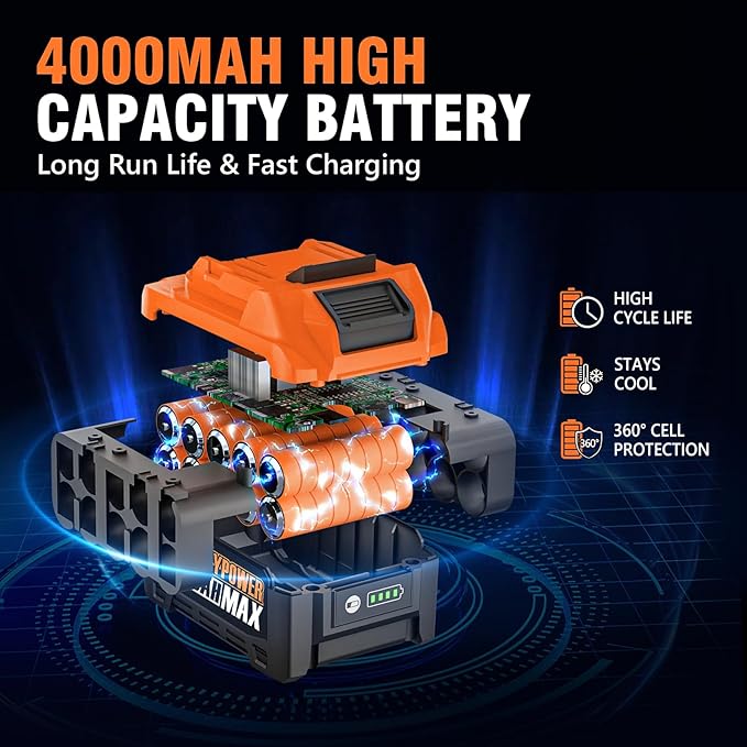 ALLOYPOWER Cordless Brushless Impact Wrench, 1475 ft-lbs (2000N.m), 1/2 High Torque power impact gun, 3-Mode Speed, 4000mAh Battery, 3 Sockets, Electric Impact Wrench Set for Car Tire Truck RV Mower