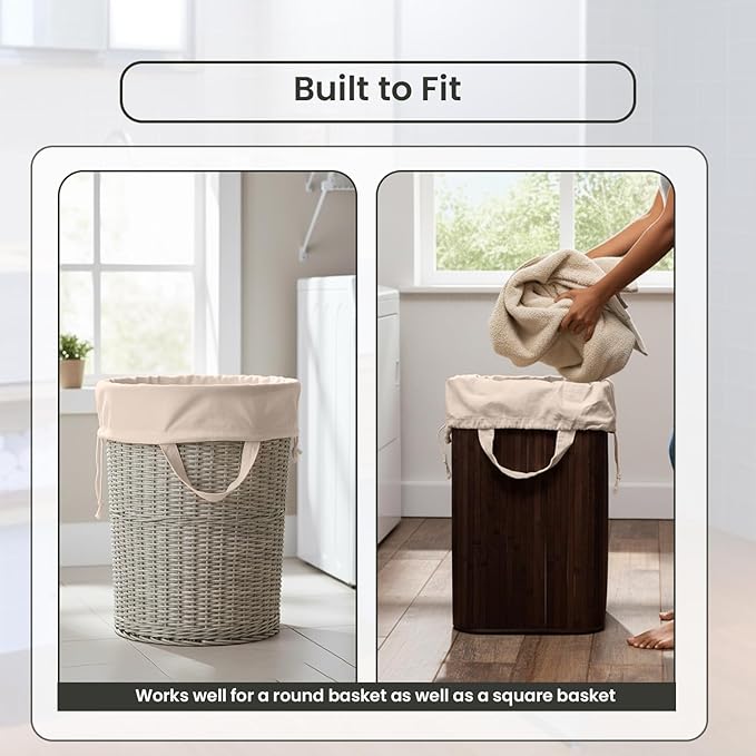 LFH Home Large Premium 100% Cotton Canvas Laundry Bag with Drawstring and Handles Heavy Duty, Multi-Use, and Washable for Home, Travel, College or Storage 24x36 (Pack of 4)-Natural