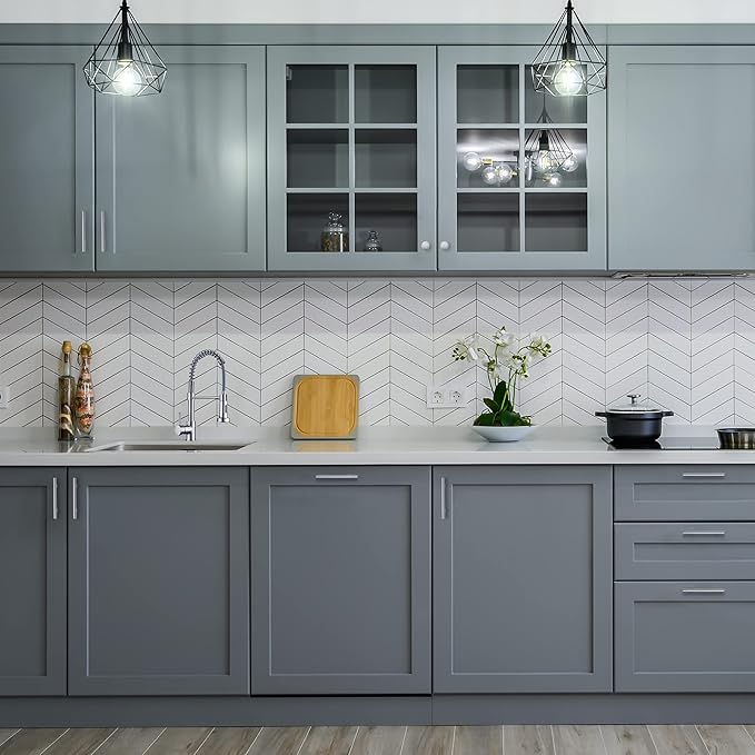 Ravinte 30 Pack | 6-3/10" Cabinet Pulls Brushed Nickel Stainless Steel Kitchen Cupboard Drawer Pulls Cabinet Handles 6-3/10 Inch Length，4 Inch Hole Center with Mounting