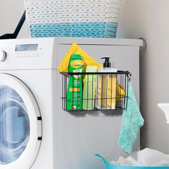 dedoot Magnetic Holder Locker Strong Black Mesh Holder Magnetic Basket Organizer Shelf Rack for Whiteboard,Fridge, Sponge, Recipe, Beverage ,Refrigerator ,Office File Foil,10.25x 3.6x 6 inches