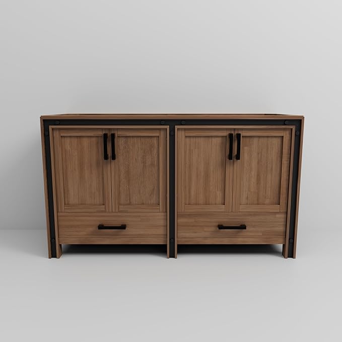 Augustine 60 in. W X 22 in. D Rustic Barnwood Double Bath Vanity Cabinet Without Countertop