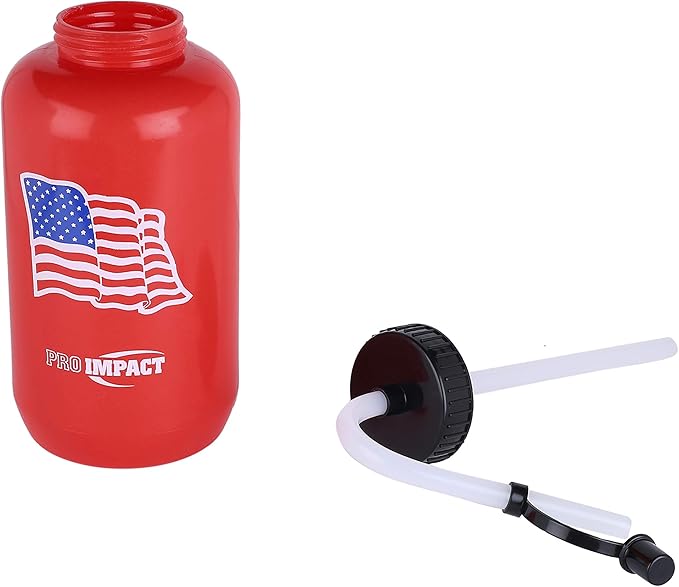 Pro Impact Squeezable Water Bottle Bendable Long Straw - LDPE BPA Free Plastic - Hydration for Baseball Hockey Gym MMA Yoga Boxing Cycling Softball Football Lacrosse (35.5 Oz.)