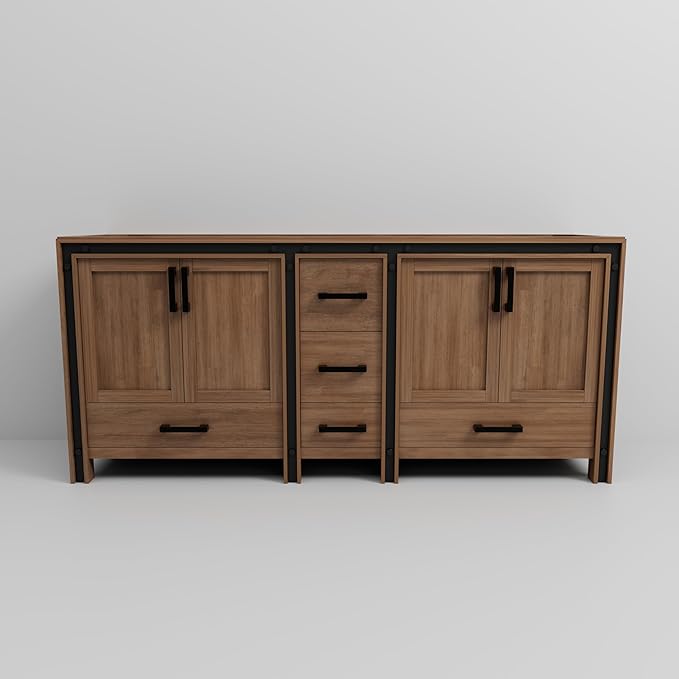 Augustine 80 in. W X 22 in. D Rustic Barnwood Double Bath Vanity Cabinet Without Countertop