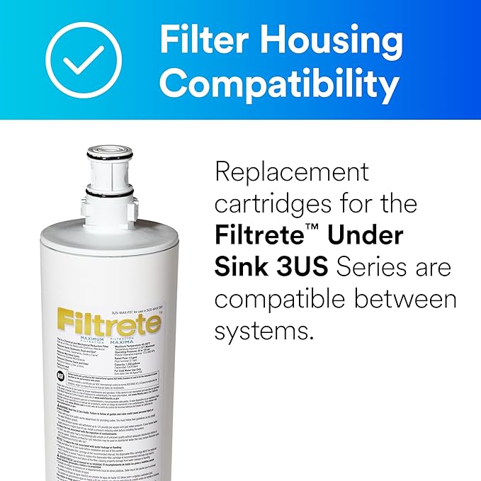 Filtrete Maximum Under Sink Quick Change Water Filtration Replacement Filter 3US-MAX-F01, for use with System 3US-MAX-S01