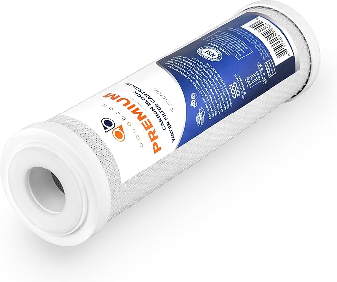 Aquaboon 5 Micron Water Filter 10 x 2.5 - Premium Carbon Block Water Filter - Carbon Water Filter Cartridges - Whole House Water Filter Cartridge Replacement Compatible with FXWTC, WFPFC8002, 5 Pack