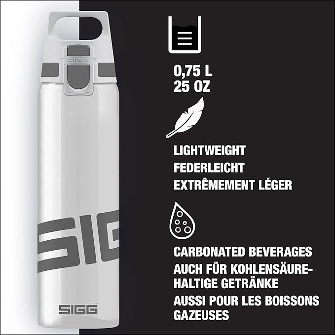 SIGG - Tritan Renew Transparent Water Bottle - Total Clear ONE MyPlanet - For Carbonated Beverages - Dishwasher Safe - With Fruit Strainer - Leakproof & Lightweight - BPA Free - 17 Oz / 25 Oz / 51 Oz