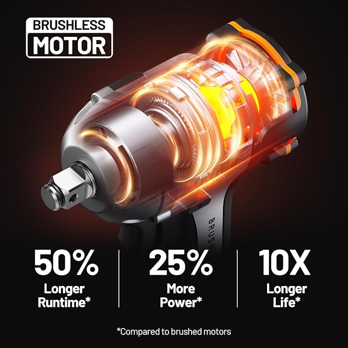 LiTHELi Cordless Impact Wrench, 1/2 Inch Hog Ring Brushless Impact Gun with 12,500 mAh Battery, Variable Speeds Impact Driver for Car Home, Charger not Included