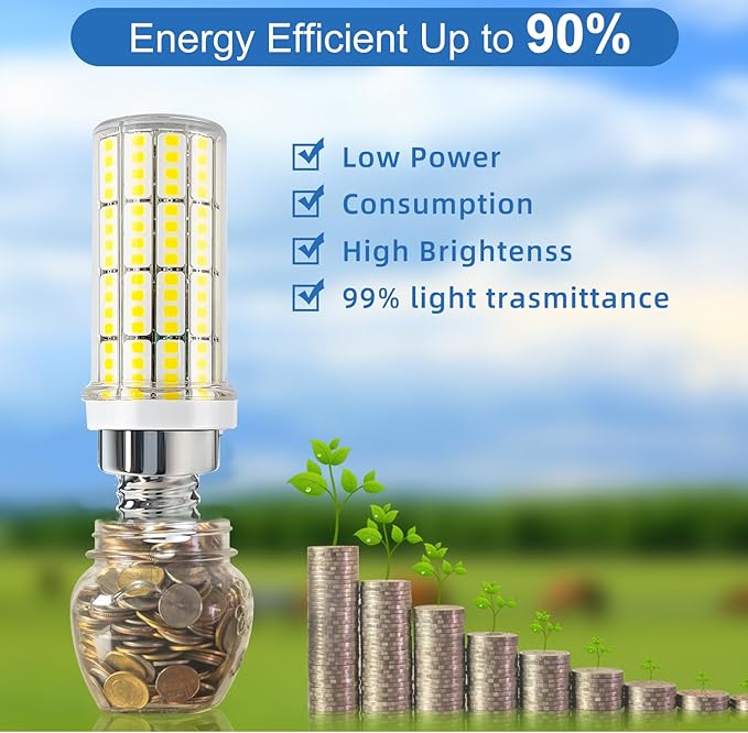 4 Pack E12 Led Bulb 200w Equivalent Chandelier Light Bulbs Bright E12 LEDs Candelabra Bulb 5000k Daylight White 2500lm Led Light Bulb for Chandeliers, Ceiling Fan, Pendant, Wall sconces