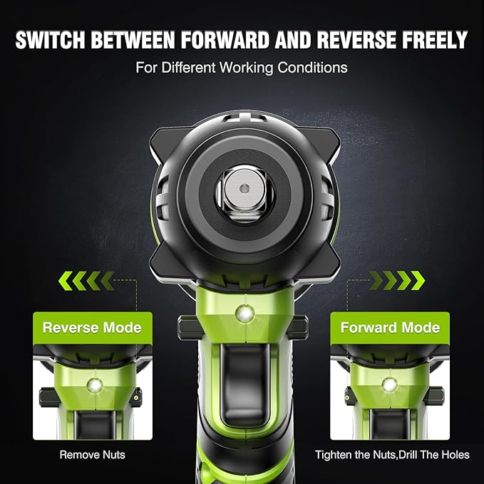 Cordless Impact Wrench, 406Ft-lbs (550N.m) Brushless 1/2 inch, 2800RPM High Torque Impact Gun, 2x 4.0Ah Battery, Charger, 4 Sockets, Electric Impact Wrench for Car Home